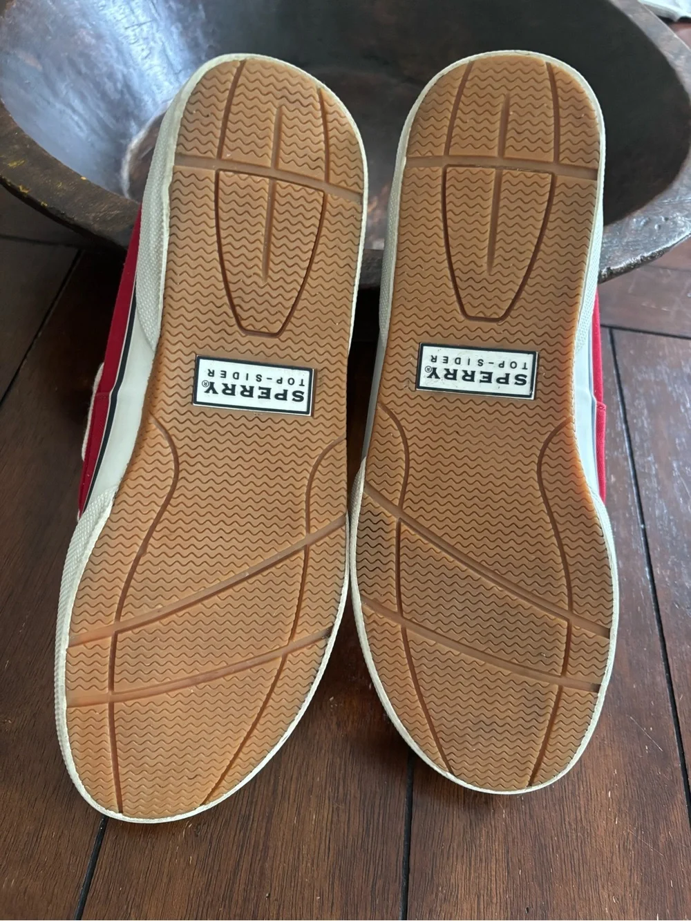 Sperry Men’s Red Canvas Boat Shoes with White Laces
